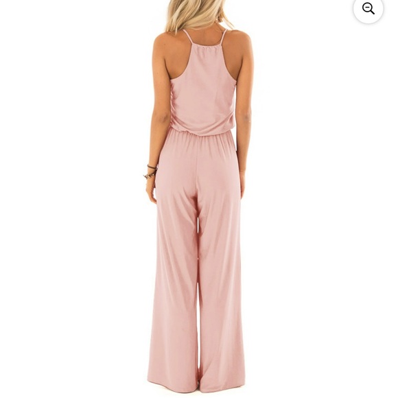 Womens V Neck Loose Sleeveless Spaghetti Strap Wide Leg Pants Jumpsuit Rompers L - Picture 3 of 5